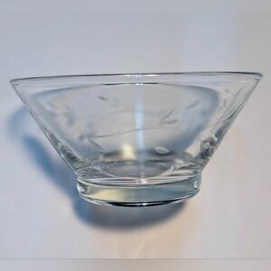 Princess House Clear Glass Candy Dish Bowl with Etched Leaf "Heritage"